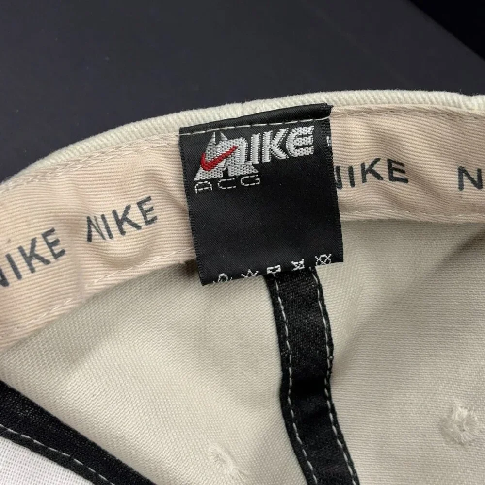 Vintage 2005 Nike ACG Cap Hat Beige Red Swoosh Logo Made In Korea Y2K - Picture 9 of 10
